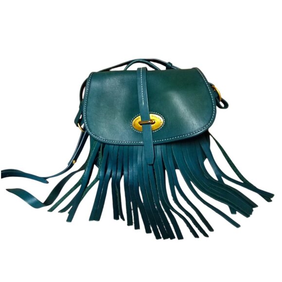 Dooney & Bourke Handbags - ROByNSAPI Dooney & Bourke RARE Teal  Fringe Leather Crossbody Shoulder Bag